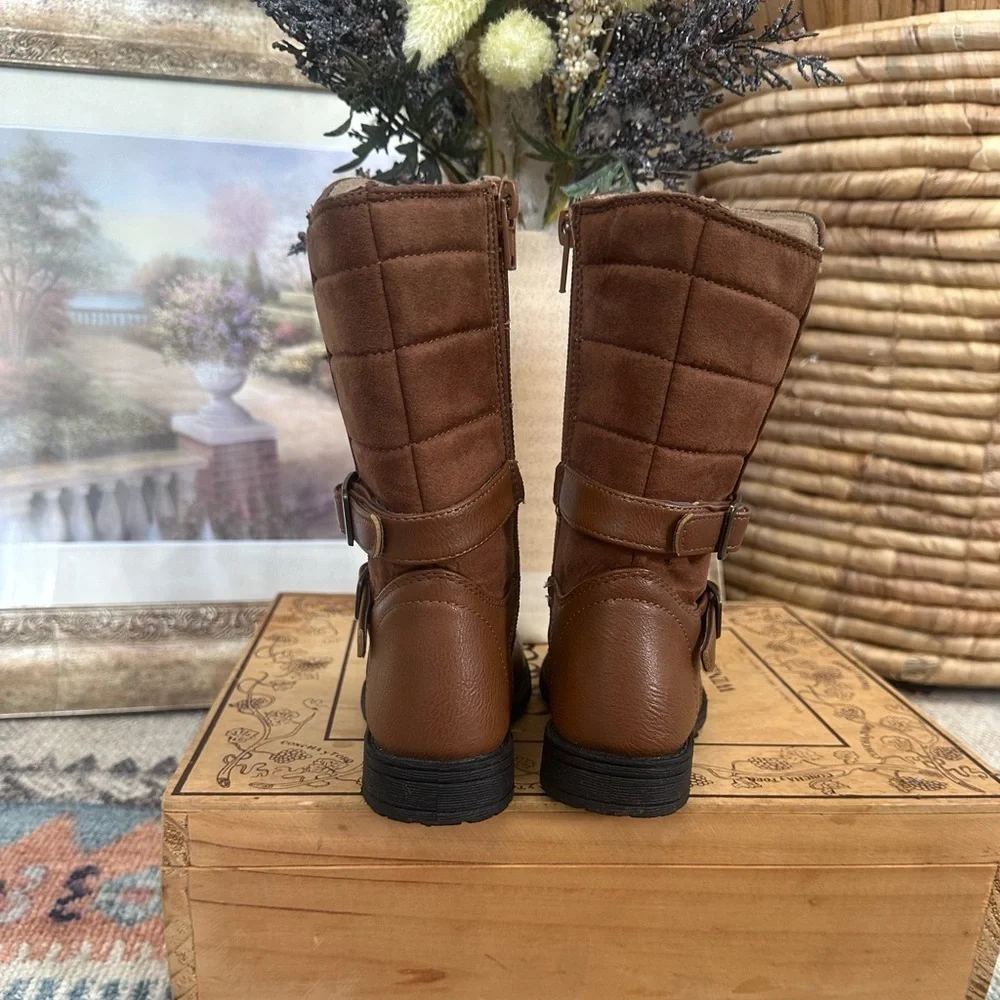 Rachel Toddler Girl Knee High Boots Brown Lil Katerina Side Zip Boots Size 8